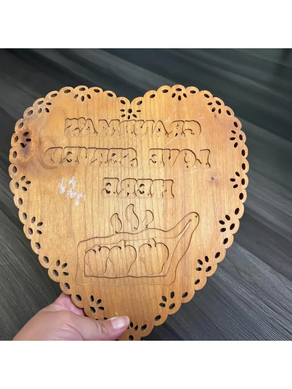 Solid Wood Crafted Triven Grandma Wood Kitchen Decor Apple Pie Heart 9